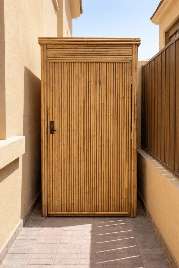 Bamboo garden storage shed for villa outdoor spaces in Dubai UAE