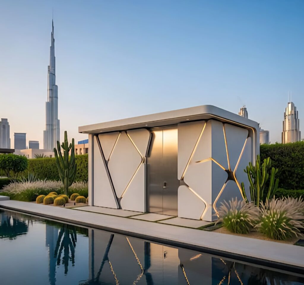 Modern Garden room storage Dubai villa outdoor storage