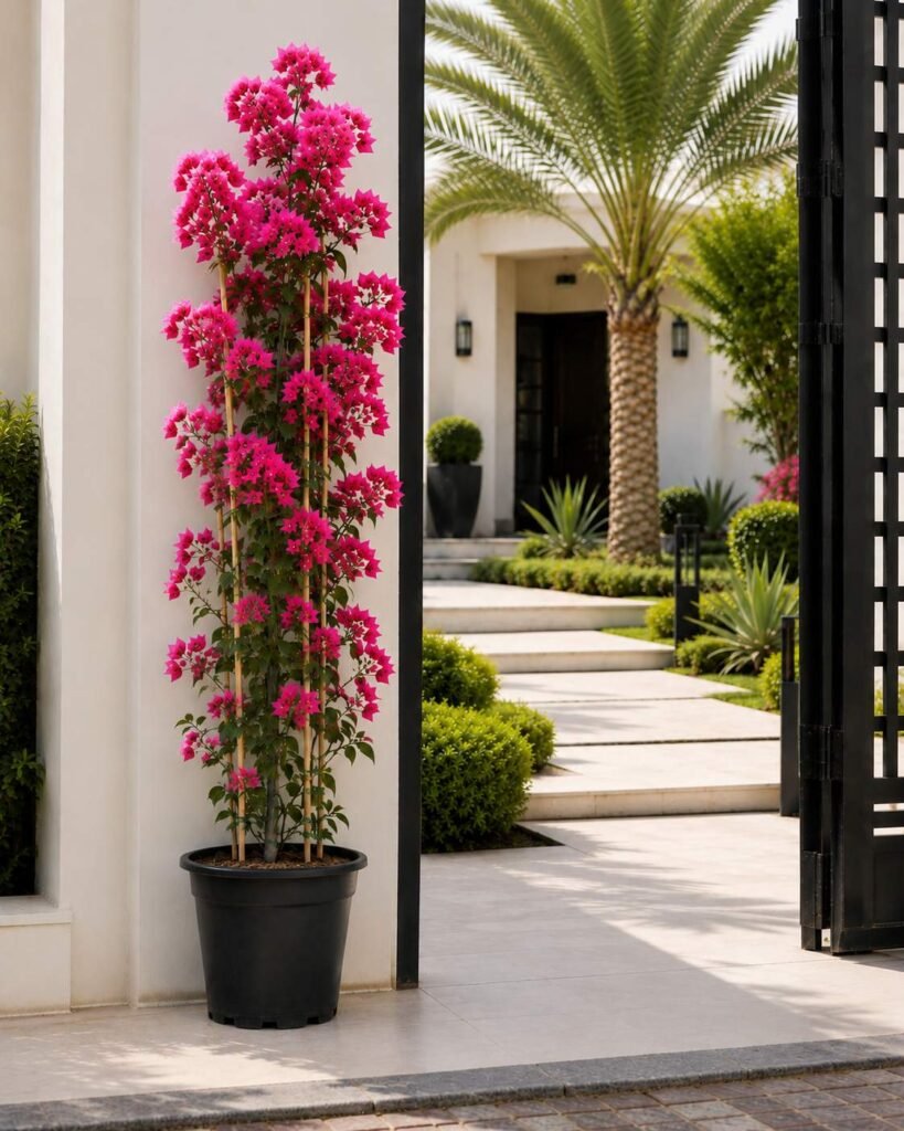 Large pink Bougainvillea plant in Dubai villa garden